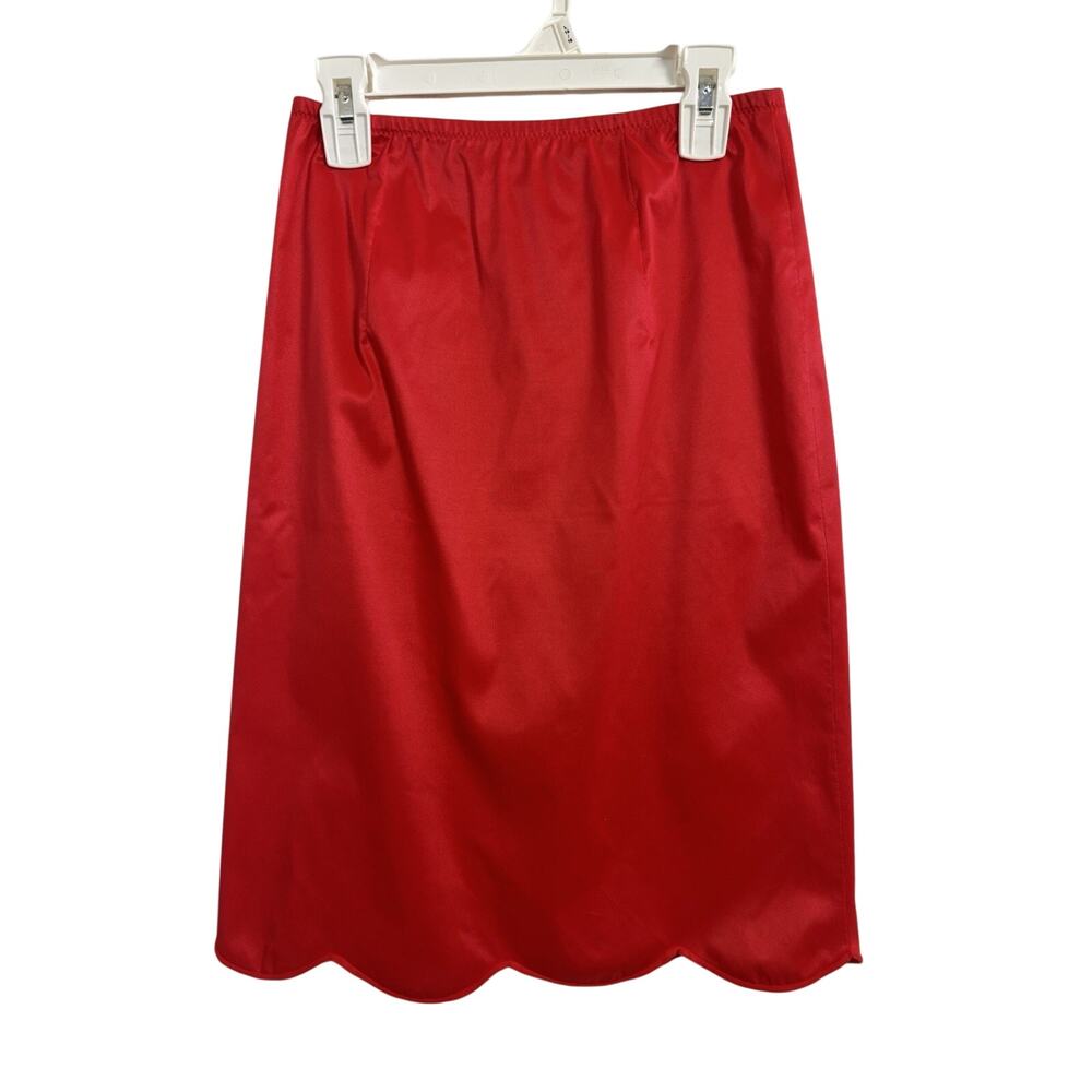 Vtg 70s Red Nylon Slip Skirt Size XS Talon Zipper Made in USA Valentine’s Retro